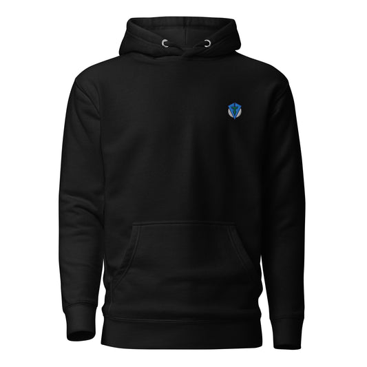 Black fourteefore casual everyday streetwear golf hoodie with a bold colorful mountain and tree lined fairway graphic on the back with a small FTF logo embroidered on the left chest. Casual everyday golf streetwear by fourteefore