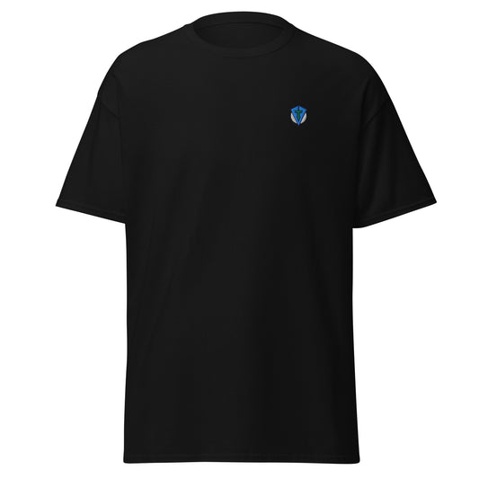 Black bump n run Fourteefore casual golf t-shirt with a bold colorful graphic design of a golf ball as is bumps and runs.  small FTF logo embroidered on the left chest. Casual everyday golf streetwear by fourteefore