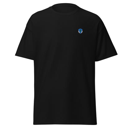 Black bunker bound fourteefore casual golf t-shirt with a colorful bold graphic design on the back of dessert sand dunes and a golf ball moon. Small FTF embroidered logo on left chest. Casual everyday golf streetwear by fourteefore