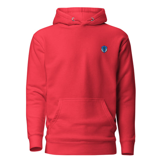 Red planet golf fourteefore casual everyday streetwear golf hoodie with a white logo of a golf ball planet with rings around it along with word golf.  Small FTF logo embroidered on the left chest