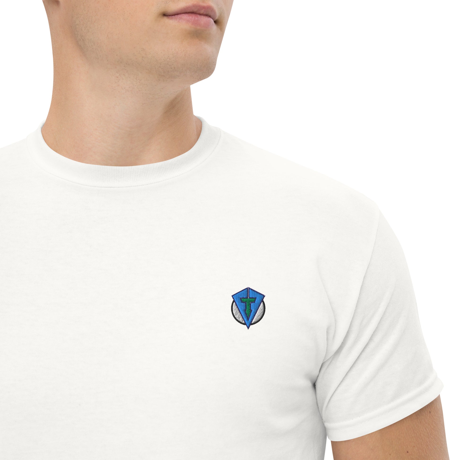 White casusal golf streetwear t-shirt with a colorful bold graphic design on the back, featuring the brand 'FOURTEEFORE'.